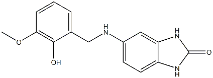 5-{[(2-hydroxy-3-methoxyphenyl)methyl]amino}-2,3-dihydro-1H-1,3-benzodiazol-2-one Struktur