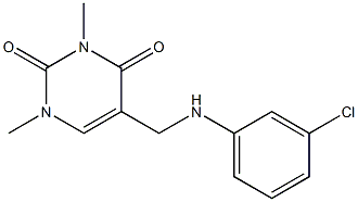 5-{[(3-chlorophenyl)amino]methyl}-1,3-dimethyl-1,2,3,4-tetrahydropyrimidine-2,4-dione Struktur