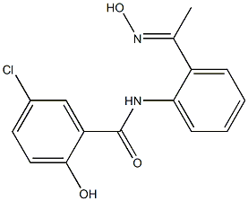 5-chloro-2-hydroxy-N-{2-[1-(hydroxyimino)ethyl]phenyl}benzamide Struktur