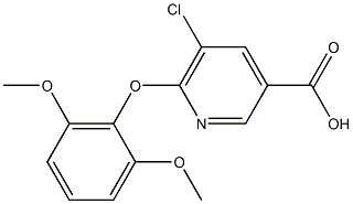 5-chloro-6-(2,6-dimethoxyphenoxy)pyridine-3-carboxylic acid Struktur