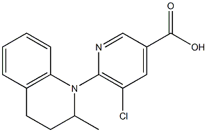 5-chloro-6-(2-methyl-1,2,3,4-tetrahydroquinolin-1-yl)pyridine-3-carboxylic acid Struktur