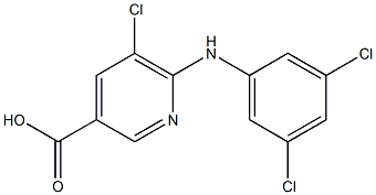 5-chloro-6-[(3,5-dichlorophenyl)amino]pyridine-3-carboxylic acid Struktur