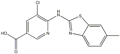 5-chloro-6-[(6-methyl-1,3-benzothiazol-2-yl)amino]pyridine-3-carboxylic acid Struktur