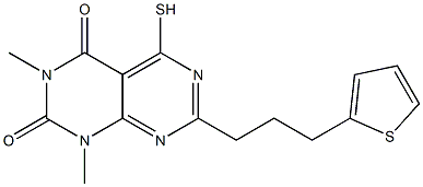 5-mercapto-1,3-dimethyl-7-(3-thien-2-ylpropyl)pyrimido[4,5-d]pyrimidine-2,4(1H,3H)-dione Struktur