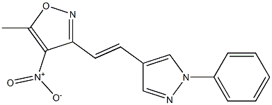 5-methyl-4-nitro-3-[(E)-2-(1-phenyl-1H-pyrazol-4-yl)vinyl]isoxazole Struktur