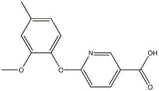 6-(2-methoxy-4-methylphenoxy)pyridine-3-carboxylic acid Struktur