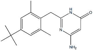 6-amino-2-[(4-tert-butyl-2,6-dimethylphenyl)methyl]-3,4-dihydropyrimidin-4-one Struktur