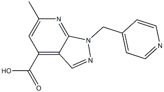 6-methyl-1-(pyridin-4-ylmethyl)-1H-pyrazolo[3,4-b]pyridine-4-carboxylic acid Struktur