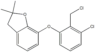 7-[3-chloro-2-(chloromethyl)phenoxy]-2,2-dimethyl-2,3-dihydro-1-benzofuran Struktur