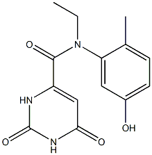 N-ethyl-N-(5-hydroxy-2-methylphenyl)-2,6-dioxo-1,2,3,6-tetrahydropyrimidine-4-carboxamide Struktur