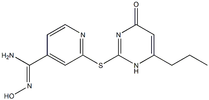 N'-hydroxy-2-[(4-oxo-6-propyl-1,4-dihydropyrimidin-2-yl)sulfanyl]pyridine-4-carboximidamide Struktur