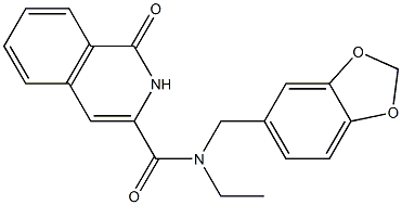 3-Isoquinolinecarboxamide,  N-(1,3-benzodioxol-5-ylmethyl)-N-ethyl-1,2-dihydro-1-oxo- Struktur