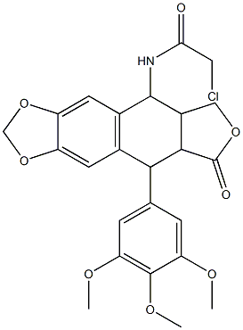 2-chloro-N-[8-oxo-9-(3,4,5-trimethoxyphenyl)-5,5a,6,8,8a,9-hexahydrofuro[3',4':6,7]naphtho[2,3-d][1,3]dioxol-5-yl]acetamide Struktur