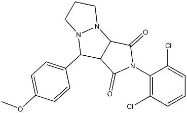 2-(2,6-dichlorophenyl)-9-(4-methoxyphenyl)tetrahydro-5H-pyrazolo[1,2-a]pyrrolo[3,4-c]pyrazole-1,3(2H,3aH)-dione Struktur