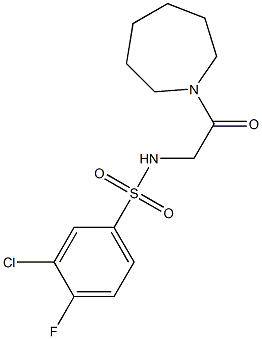 N-[2-(1-azepanyl)-2-oxoethyl]-3-chloro-4-fluorobenzenesulfonamide Struktur