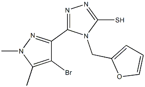 5-(4-bromo-1,5-dimethyl-1H-pyrazol-3-yl)-4-(2-furylmethyl)-4H-1,2,4-triazole-3-thiol Struktur