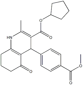 cyclopentyl 2-methyl-4-{4-[(methyloxy)carbonyl]phenyl}-5-oxo-1,4,5,6,7,8-hexahydroquinoline-3-carboxylate Struktur