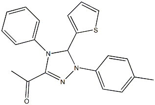 1-[1-(4-methylphenyl)-4-phenyl-5-(2-thienyl)-4,5-dihydro-1H-1,2,4-triazol-3-yl]ethanone Struktur