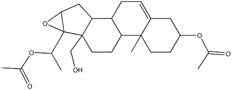 1-[2-(acetyloxy)-6a-(hydroxymethyl)-4a-methyl-1,2,3,4,4a,4b,5,6,6a,7a,8,8a,8b,9-tetradecahydro-6bH-naphtho[2',1':4,5]indeno[1,2-b]oxiren-6b-yl]ethyl acetate Struktur