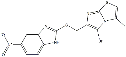 2-{[(5-bromo-3-methylimidazo[2,1-b][1,3]thiazol-6-yl)methyl]sulfanyl}-5-nitro-1H-benzimidazole Struktur