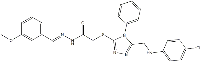 2-({5-[(4-chloroanilino)methyl]-4-phenyl-4H-1,2,4-triazol-3-yl}sulfanyl)-N'-(3-methoxybenzylidene)acetohydrazide Struktur