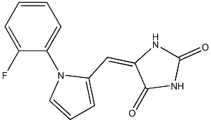 5-{[1-(2-fluorophenyl)-1H-pyrrol-2-yl]methylene}imidazolidine-2,4-dione Struktur