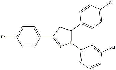 3-(4-bromophenyl)-1-(3-chlorophenyl)-5-(4-chlorophenyl)-4,5-dihydro-1H-pyrazole Struktur