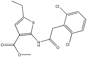 methyl 2-{[(2,6-dichlorophenyl)acetyl]amino}-5-ethyl-3-thiophenecarboxylate Struktur