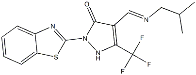 2-(1,3-benzothiazol-2-yl)-4-[(isobutylimino)methyl]-5-(trifluoromethyl)-1,2-dihydro-3H-pyrazol-3-one Struktur