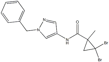 N-(1-benzyl-1H-pyrazol-4-yl)-2,2-dibromo-1-methylcyclopropanecarboxamide Struktur