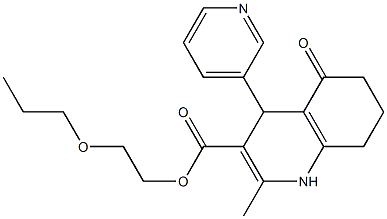 2-propoxyethyl 2-methyl-5-oxo-4-(3-pyridinyl)-1,4,5,6,7,8-hexahydro-3-quinolinecarboxylate Struktur