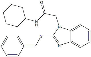 2-[2-(benzylsulfanyl)-1H-benzimidazol-1-yl]-N-cyclohexylacetamide Struktur