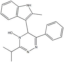 3-isopropyl-5-(2-methyl-1H-indol-3-yl)-6-phenyl-1,2,4-triazin-4(5H)-ol Struktur