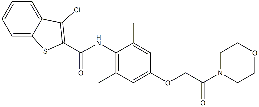 3-chloro-N-{2,6-dimethyl-4-[2-(4-morpholinyl)-2-oxoethoxy]phenyl}-1-benzothiophene-2-carboxamide Struktur