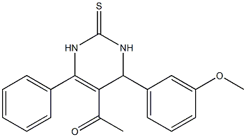 1-[4-(3-methoxyphenyl)-6-phenyl-2-thioxo-1,2,3,4-tetrahydropyrimidin-5-yl]ethanone Struktur