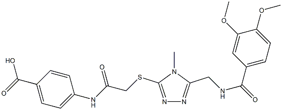 4-({[(5-{[(3,4-dimethoxybenzoyl)amino]methyl}-4-methyl-4H-1,2,4-triazol-3-yl)sulfanyl]acetyl}amino)benzoic acid Struktur