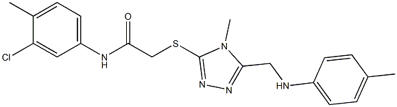 N-(3-chloro-4-methylphenyl)-2-[(4-methyl-5-{[(4-methylphenyl)amino]methyl}-4H-1,2,4-triazol-3-yl)sulfanyl]acetamide Struktur