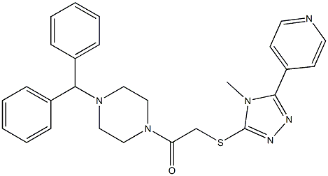 1-benzhydryl-4-({[4-methyl-5-(4-pyridinyl)-4H-1,2,4-triazol-3-yl]sulfanyl}acetyl)piperazine Struktur