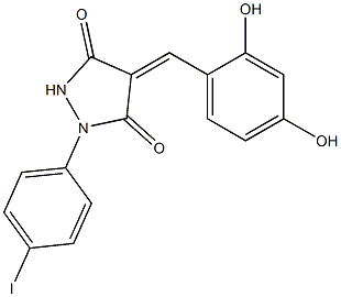 4-(2,4-dihydroxybenzylidene)-1-(4-iodophenyl)-3,5-pyrazolidinedione Struktur