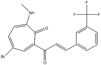 4-bromo-7-(methylamino)-2-{3-[3-(trifluoromethyl)phenyl]acryloyl}-2,4,6-cycloheptatrien-1-one Struktur