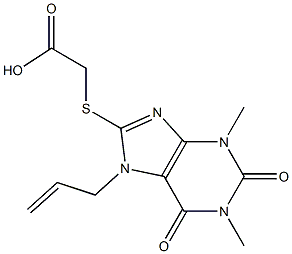 [(7-allyl-1,3-dimethyl-2,6-dioxo-2,3,6,7-tetrahydro-1H-purin-8-yl)thio]acetic acid Struktur