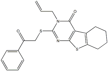 3-allyl-2-[(2-oxo-2-phenylethyl)sulfanyl]-5,6,7,8-tetrahydro[1]benzothieno[2,3-d]pyrimidin-4(3H)-one Struktur