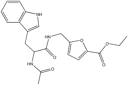 ethyl 5-({[2-(acetylamino)-3-(1H-indol-3-yl)propanoyl]amino}methyl)-2-furoate Struktur