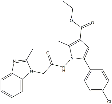 ethyl 5-(4-chlorophenyl)-2-methyl-1-{[(2-methyl-1H-benzimidazol-1-yl)acetyl]amino}-1H-pyrrole-3-carboxylate Struktur