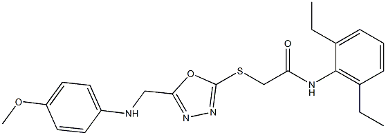 N-(2,6-diethylphenyl)-2-({5-[(4-methoxyanilino)methyl]-1,3,4-oxadiazol-2-yl}sulfanyl)acetamide Struktur