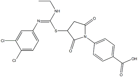 4-(3-{[[(3,4-dichlorophenyl)imino](ethylamino)methyl]sulfanyl}-2,5-dioxo-1-pyrrolidinyl)benzoic acid Struktur