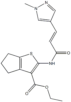 ethyl 2-{[3-(1-methyl-1H-pyrazol-4-yl)acryloyl]amino}-5,6-dihydro-4H-cyclopenta[b]thiophene-3-carboxylate Struktur