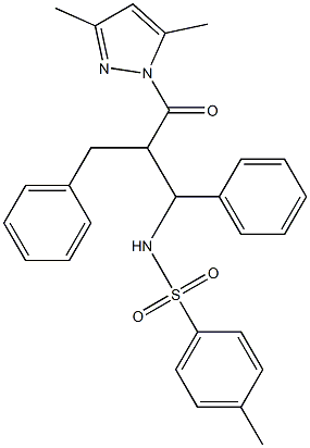 N-[2-benzyl-3-(3,5-dimethyl-1H-pyrazol-1-yl)-3-oxo-1-phenylpropyl]-4-methylbenzenesulfonamide Struktur