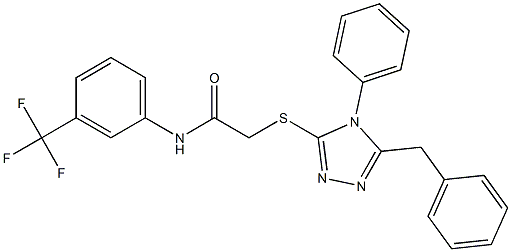 2-[(5-benzyl-4-phenyl-4H-1,2,4-triazol-3-yl)sulfanyl]-N-[3-(trifluoromethyl)phenyl]acetamide Struktur