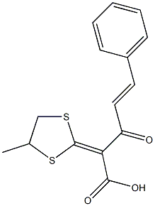 2-(4-methyl-1,3-dithiolan-2-ylidene)-3-oxo-5-phenyl-4-pentenoic acid Struktur